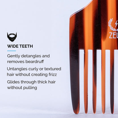 zeus traditional large handcrafted beard afro pick teeth