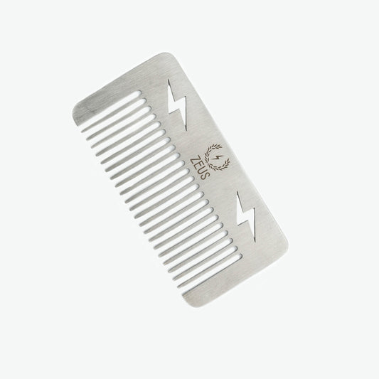 Zeus Stainless Steel Thunderbolt Comb, Pocket Size - D21