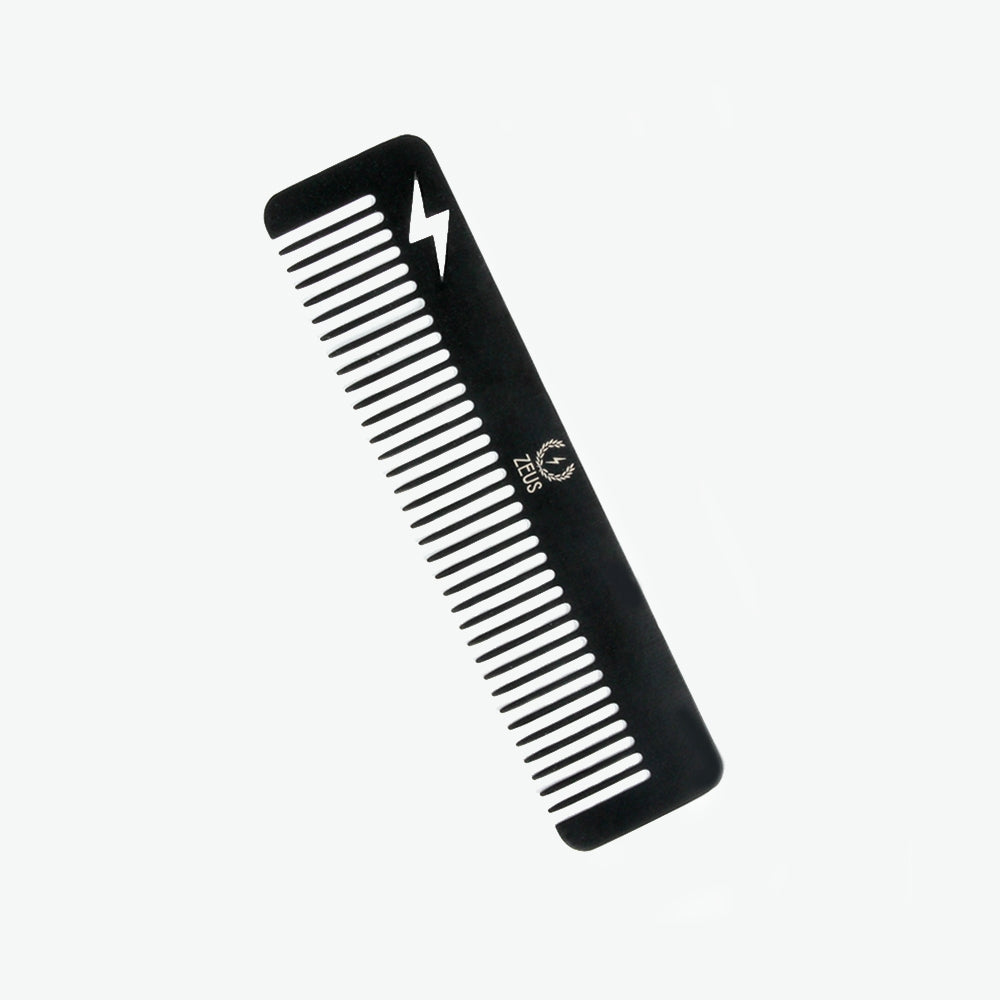 Zeus Stainless Steel Thunderbolt Comb, Powder Coated Black - T22