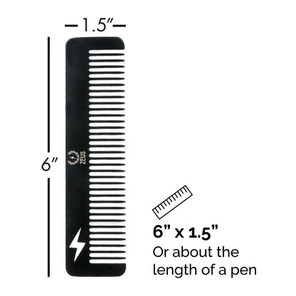 Zeus Stainless Steel Thunderbolt Comb, Powder Coated Black - T22