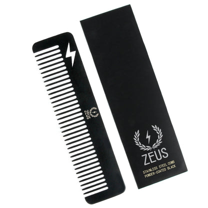 Zeus Stainless Steel Thunderbolt Comb, Powder Coated Black - T22