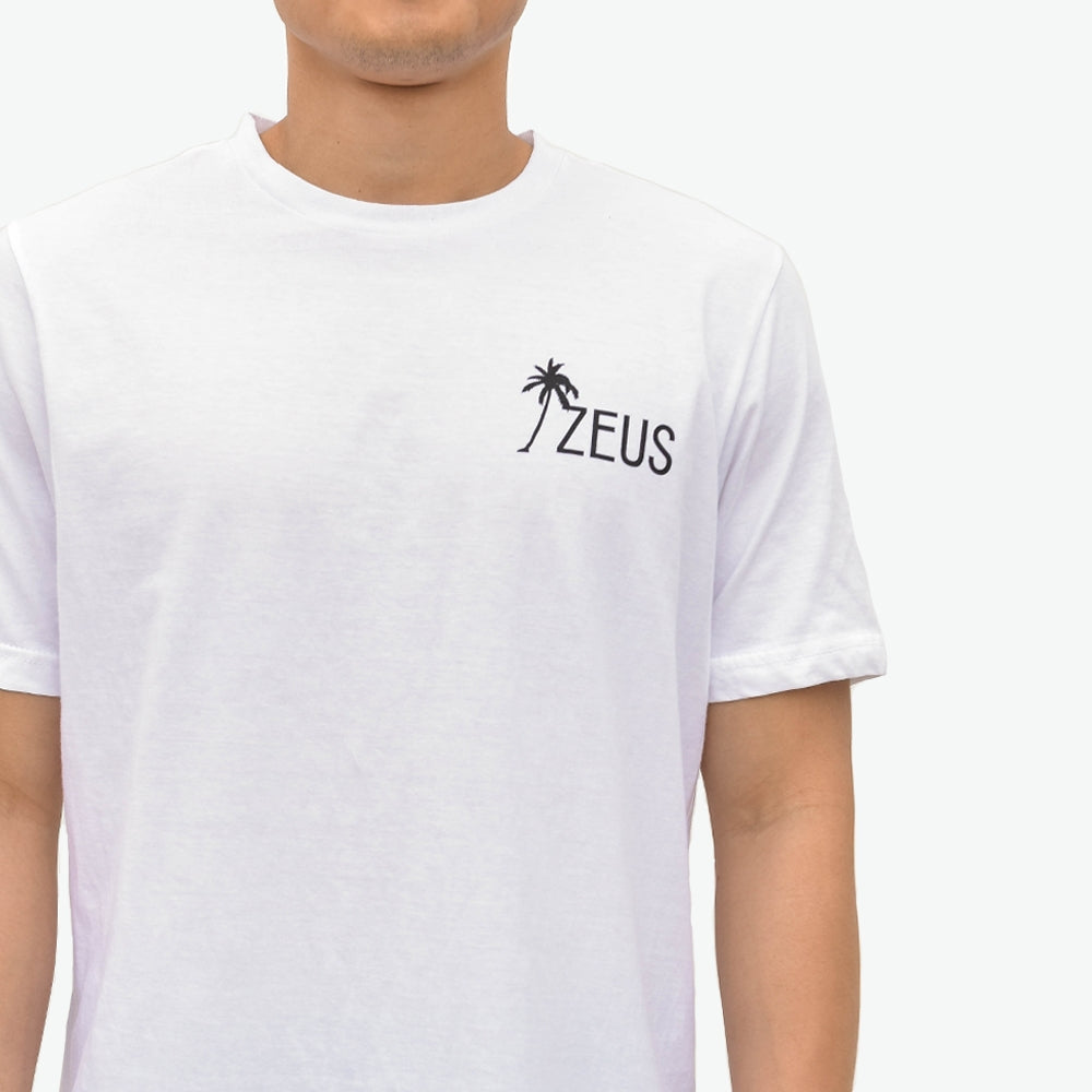 Zeus 100% Cotton, Palm Graphic Tee, White, front