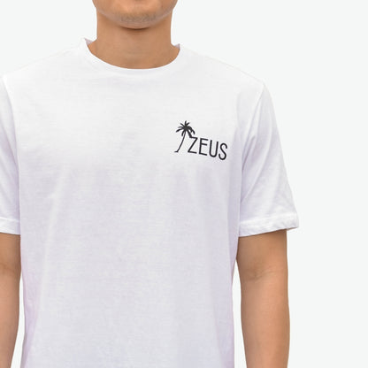 Zeus 100% Cotton, Palm Graphic Tee, White, front