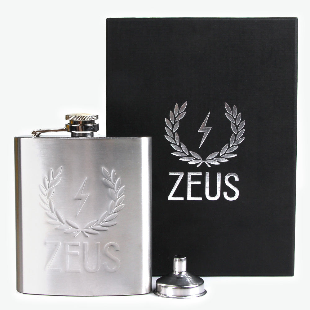 Zeus Stainless Steel Hip Flask and Funnel Set
