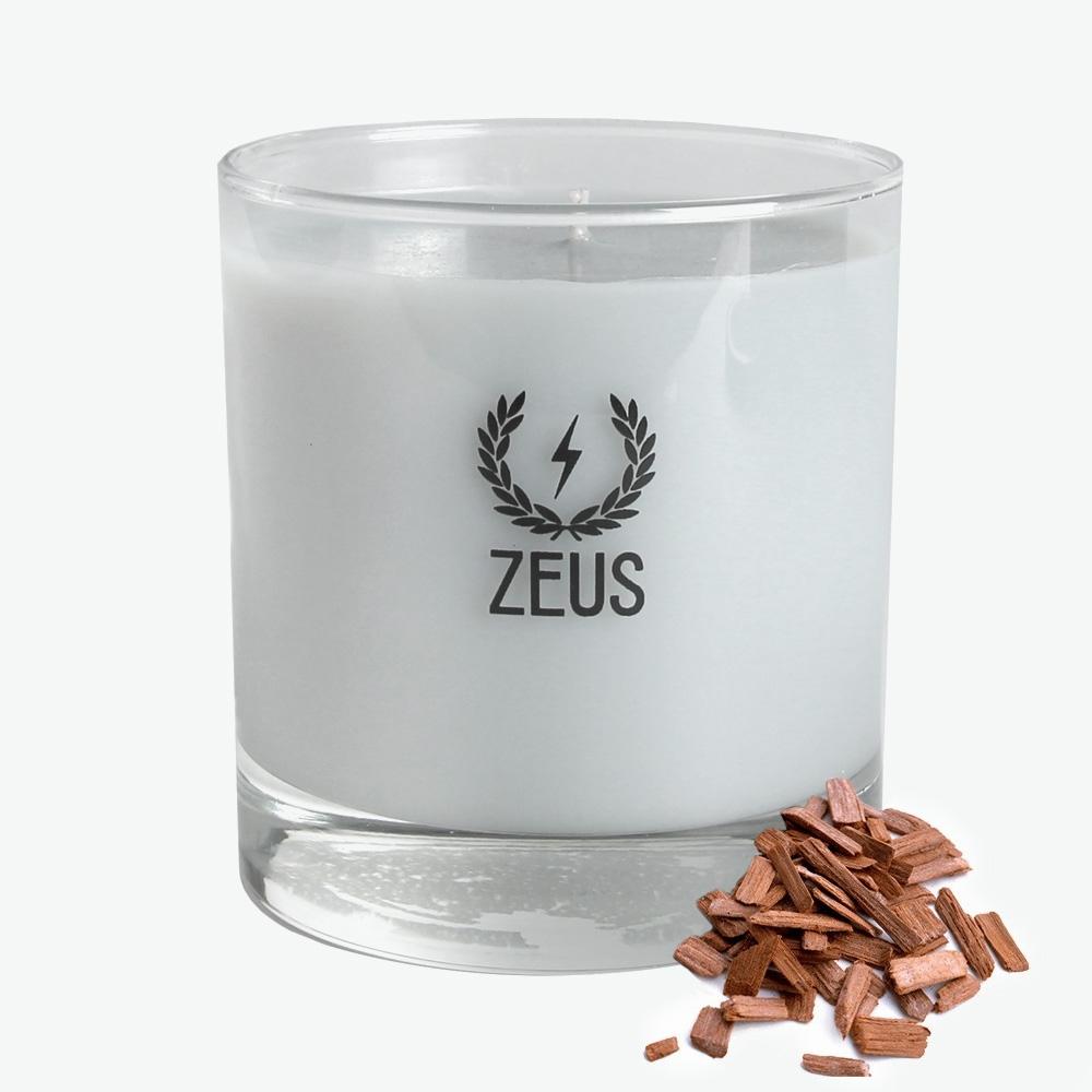 Zeus Scented Soy Blend Whiskey Glass Candle, sandalwood