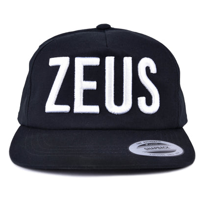 Zeus Black Logo Snapback Hat front