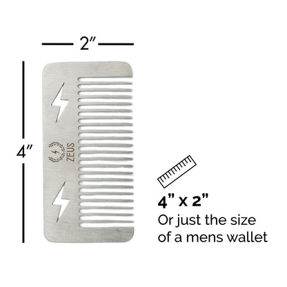 Zeus Pocket Stainless Steel Beard Comb details