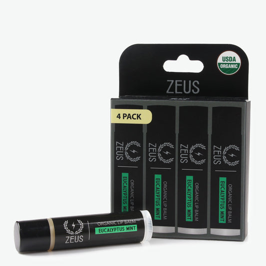 Zeus USDA Organic Lip Balm, Eucalyptus Mint, 4-Pack