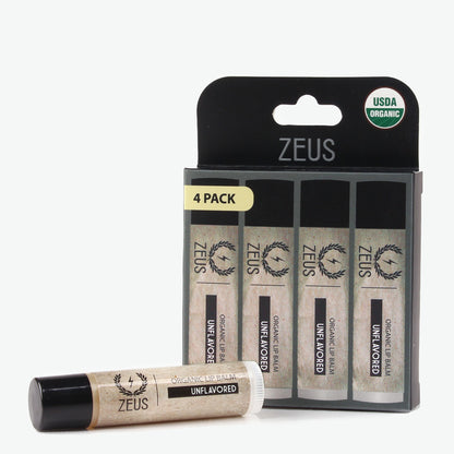 USDA Organic Lip Balm - Zeus Unflavored, Four Pack