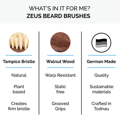 Zeus Vegan Pocket Beard Brush, 100% Natural Tampico Fiber Bristle, Firm - N73