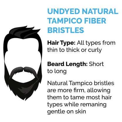 Zeus Vegan Pocket Beard Brush, 100% Natural Tampico Fiber Bristle, Firm - N73