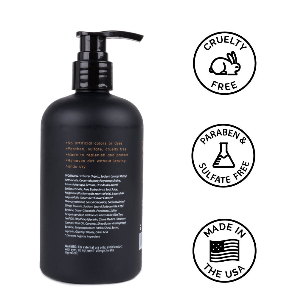 Zeus Aloe Vera Hand Soap 12 fl oz, Sandalwood is cruelty free, paraben free, sulfate free, and made in the USA