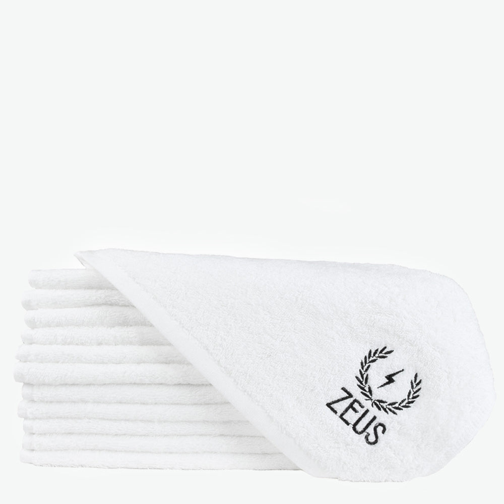 Zeus Cotton Steam Towel, White, 12 pack