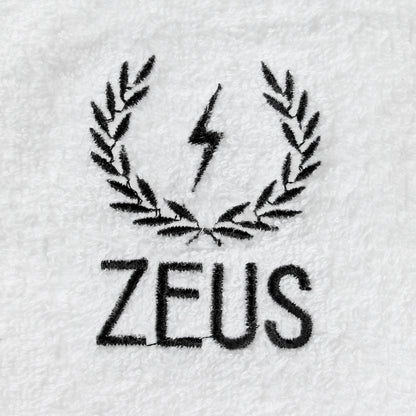 Zeus Cotton Steam Towel, White, Zeus logo