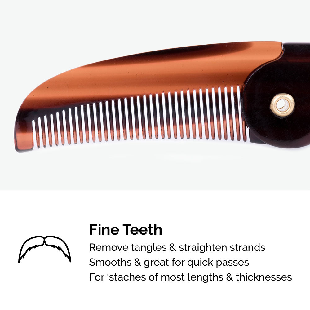 Zeus Folding Mustache Comb has fine teeth