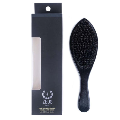 Zeus Handle Hair Brush, Beech Wood & 100% Boar Bristle packaging