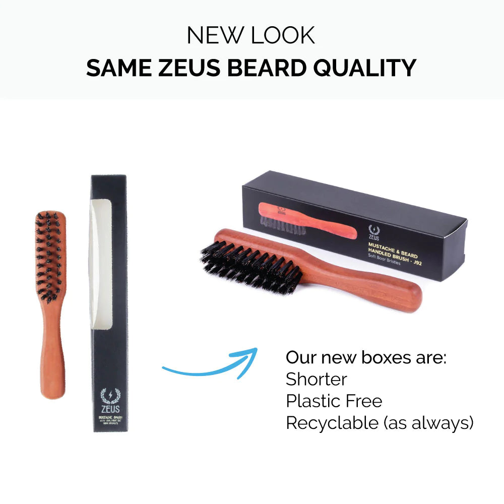 Zeus Handled Mustache & Beard Brush plastic free packaging