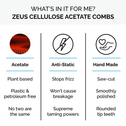 Zeus Handmade Saw-Cut Beard Comb, Tortoiseshell info