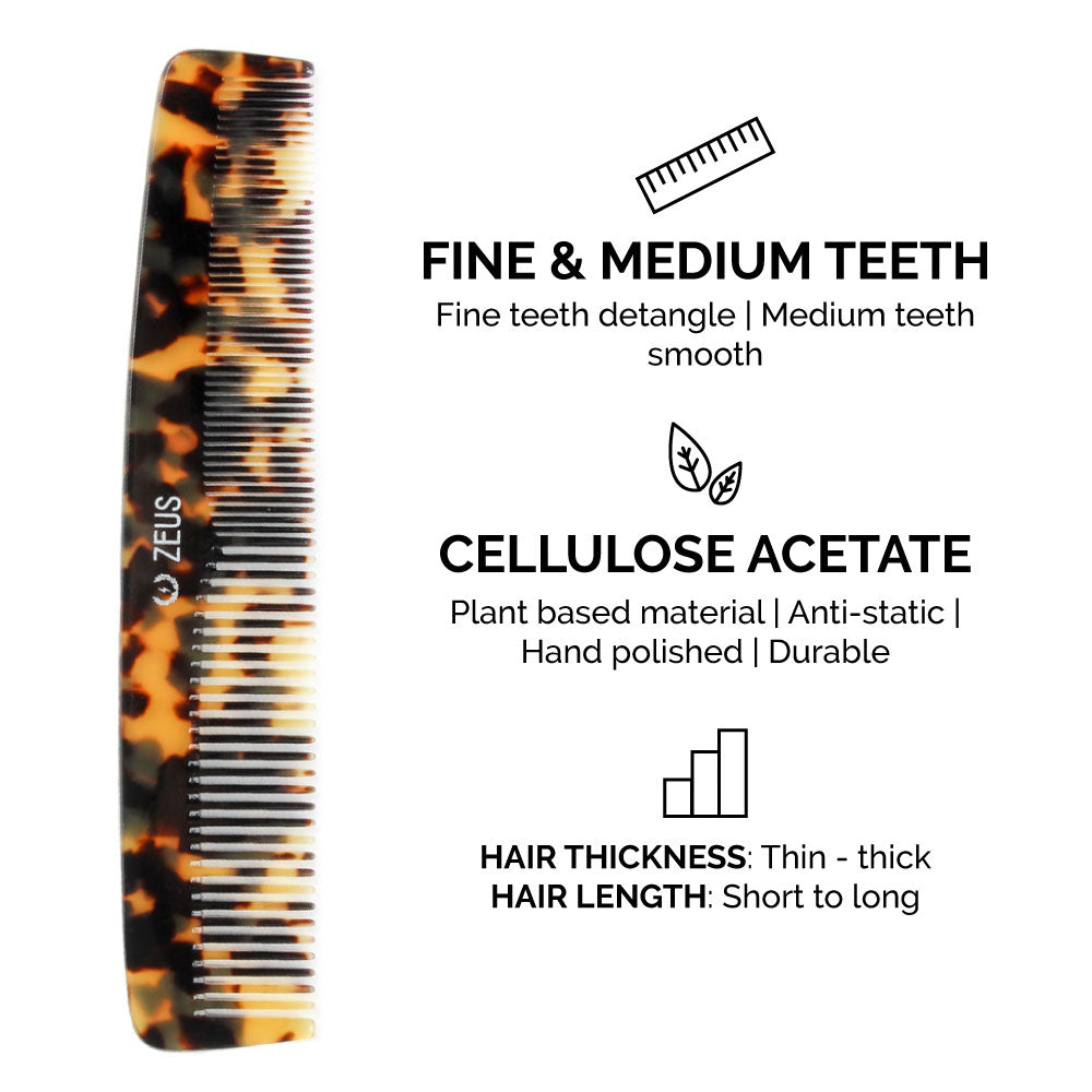 Zeus Acetate Hair Comb, 7.5", Y12 info