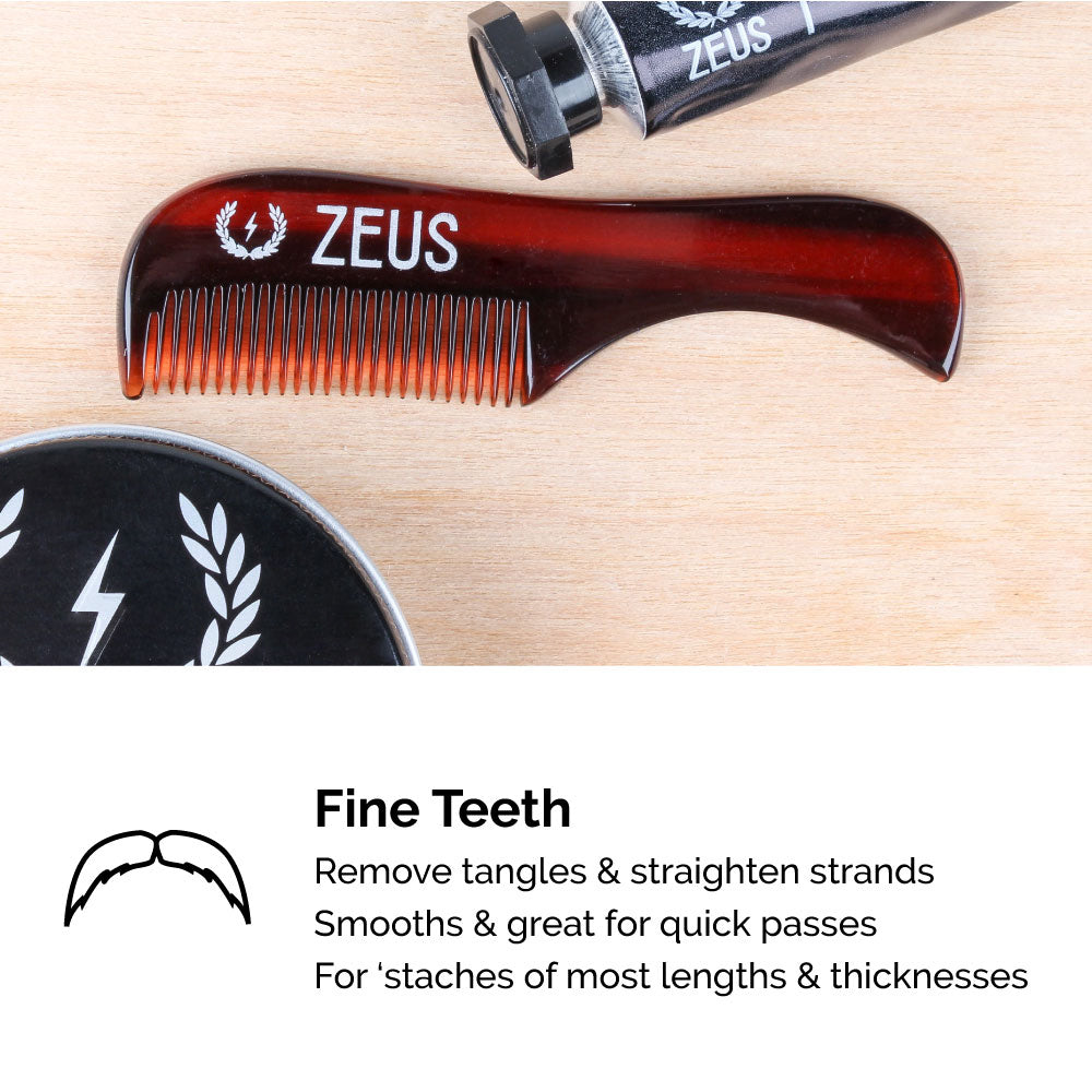 Zeus Handmade Saw-Cut Mustache Comb has fine teeth