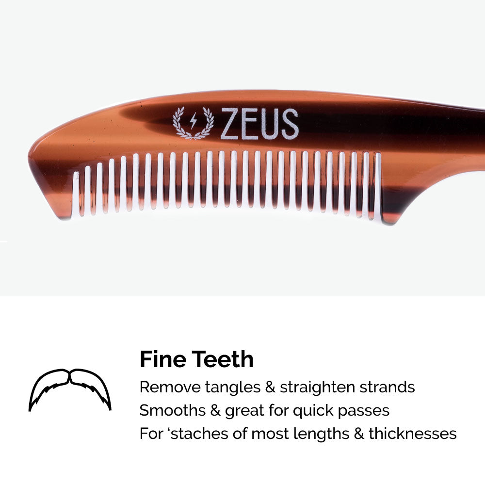 Zeus Large Mustache Comb has fine teeth
