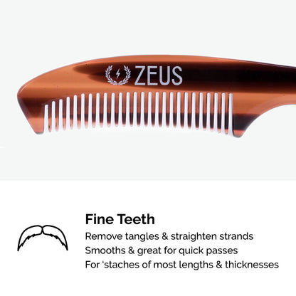Zeus Large Mustache Comb has fine teeth