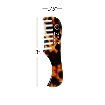 Zeus Mustache Comb, B12 is 3 inches by .75 inches