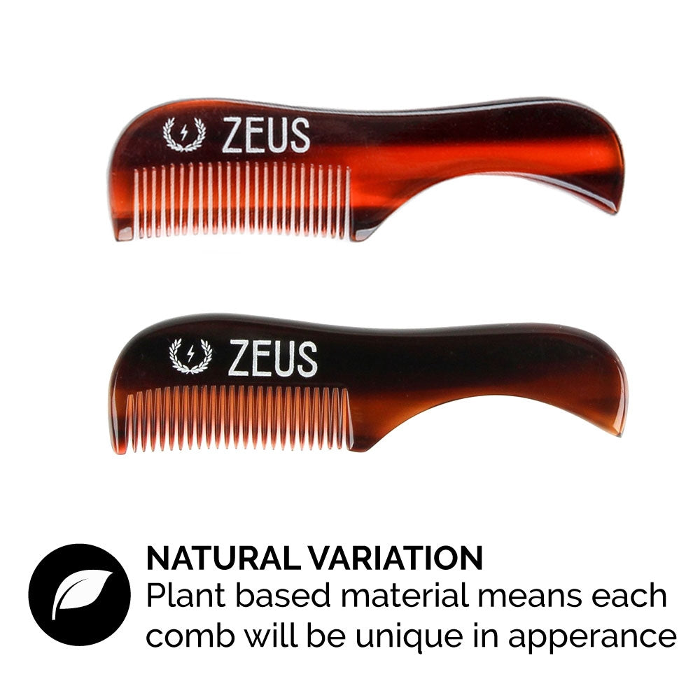 Zeus Mustache Styling Wax and Mustache Comb Grooming Set, Mega Hold Zeus