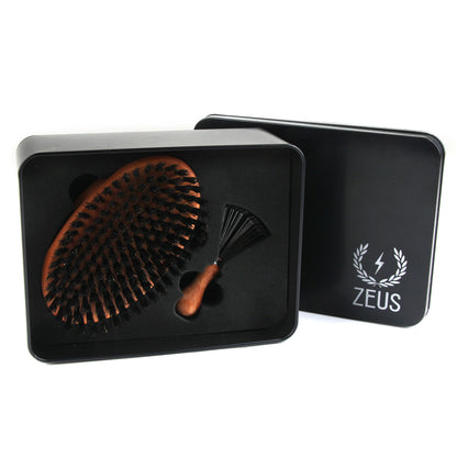 Zeus Oval Military Brush with Bristle Cleaner - 100% Boar Bristle - Soft