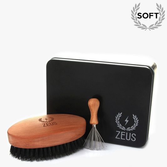 Zeus Oval Military Brush with Bristle Cleaner - 100% Boar Bristle - Soft