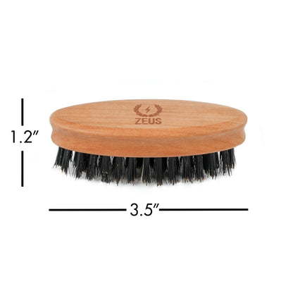 Zeus Pear Wood Pocket Beard Brush - N91, measures to 1.2 by 3.5 inches