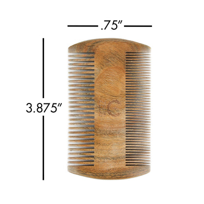 Zeus Organic Sandalwood Double-Sided Beard Comb - R31 measures to 3.875 by .75 inches
