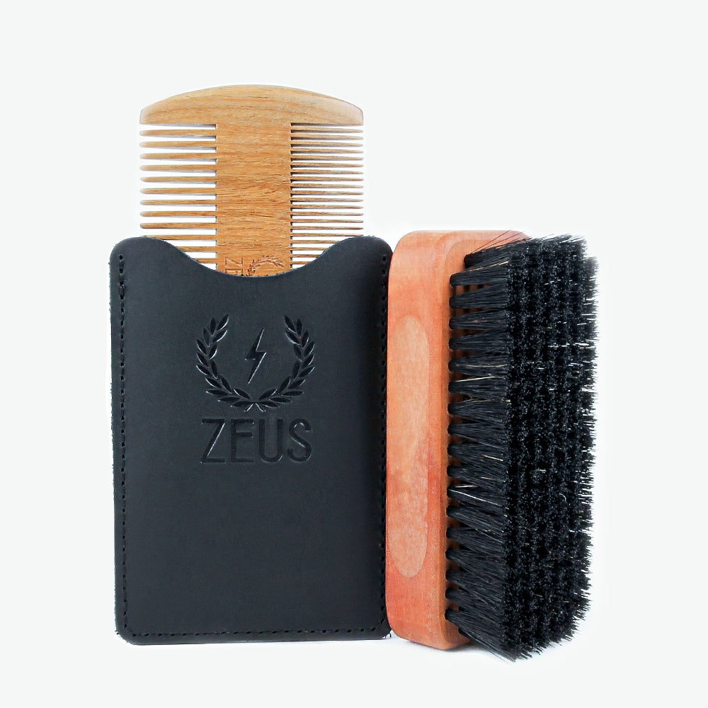 Zeus Pear Wood Brush and Sandalwood Comb Set