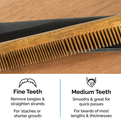 Zeus Sandalwood Beard & Mustache Comb w/ Leather Sheath - L31