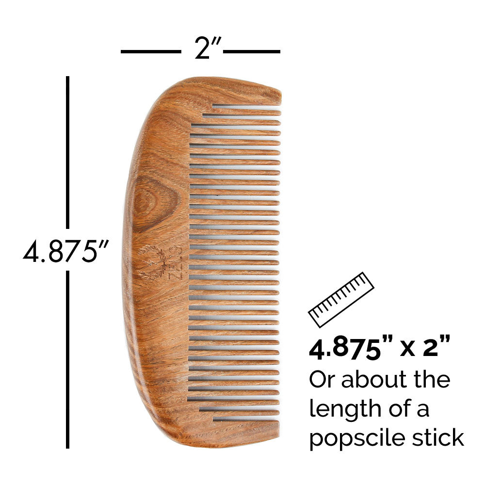 Zeus Sandalwood Beard Comb with Leather Sheath - S31