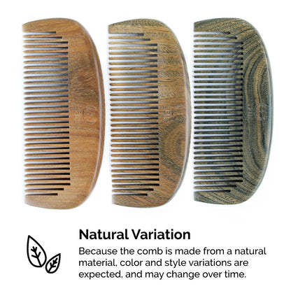 Zeus Sandalwood Beard Comb with Leather Sheath - S31