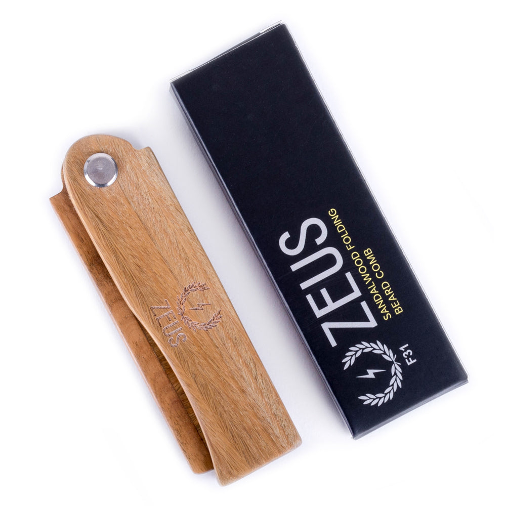 Zeus Sandalwood Beard Foldable Comb - F31