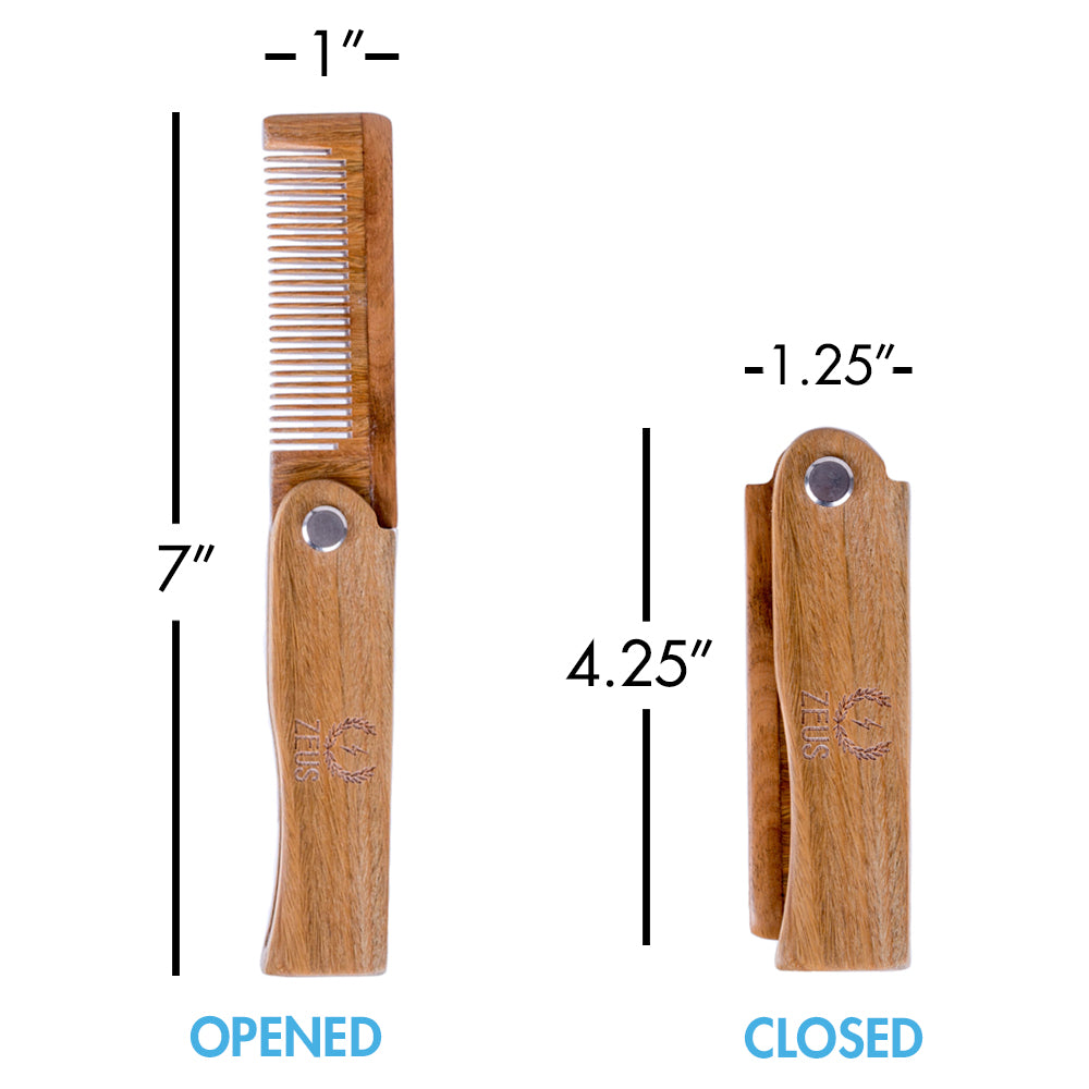 Zeus Sandalwood Beard Foldable Comb - F31