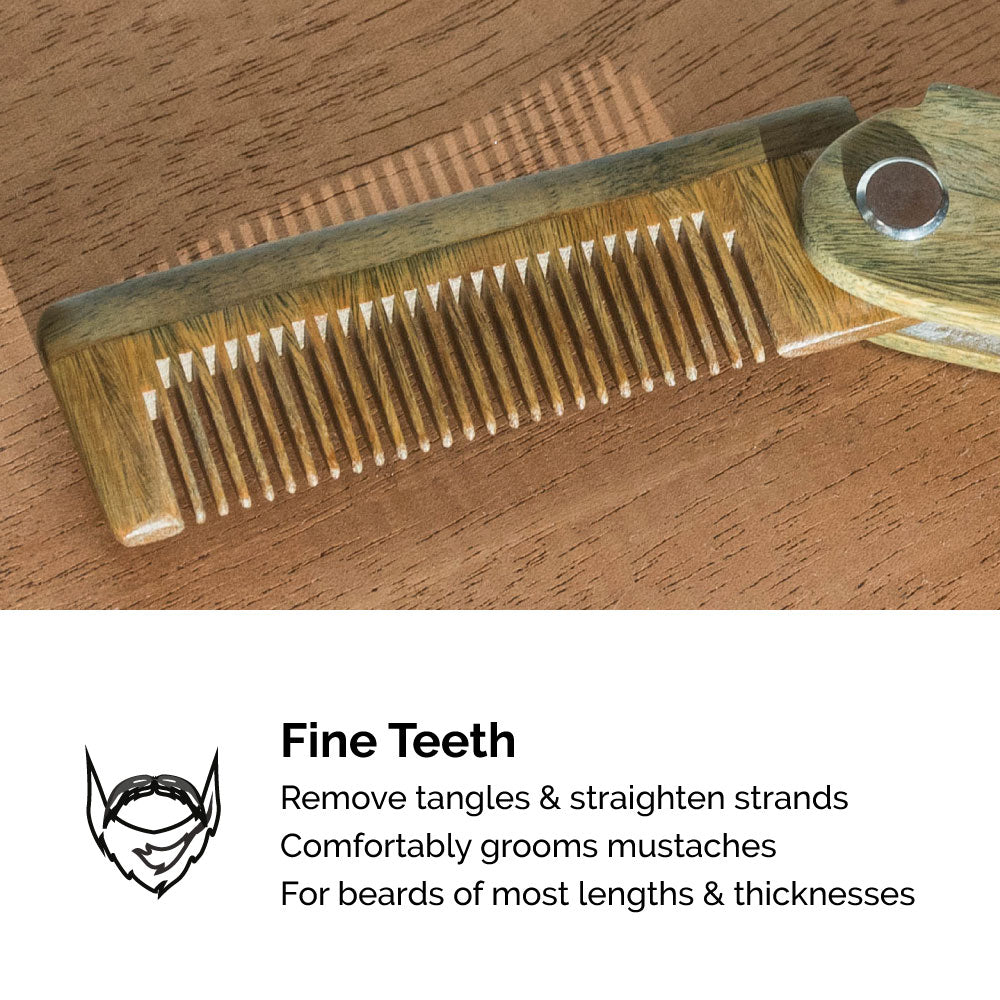 Zeus Sandalwood Beard Foldable Comb - F31