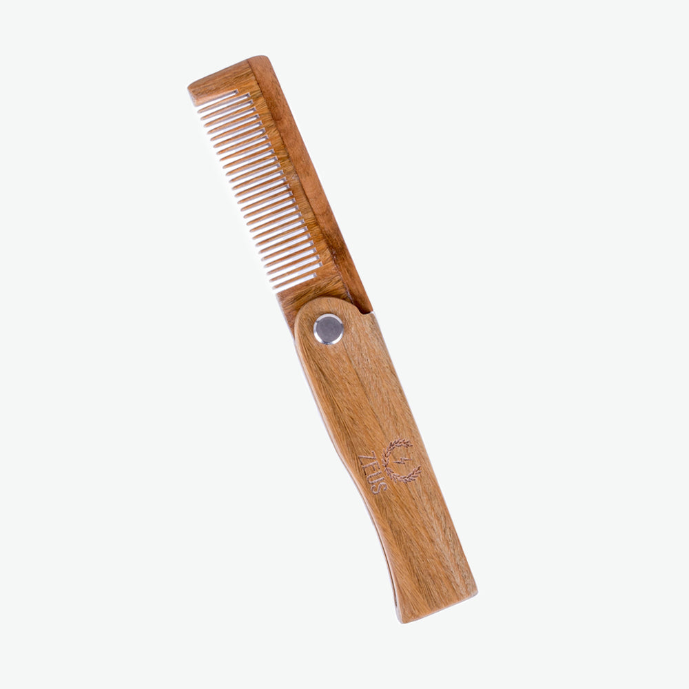 Zeus Sandalwood Beard Foldable Comb - F31