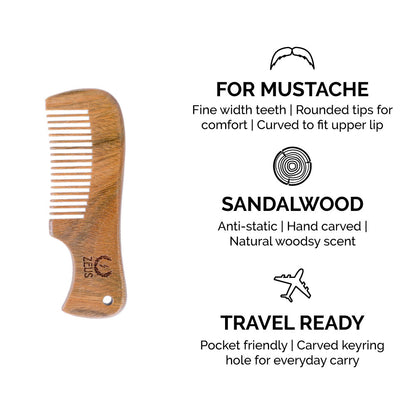 Zeus Sandalwood Mustache & Beard Comb Set